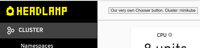 screenshot of the cluster chooser button