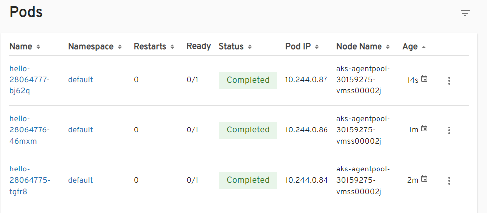 screenshot of the pods list with a context menu added by a plugin